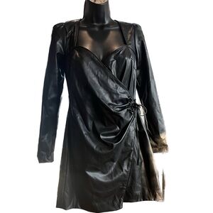Sheer leather peplum long sleeve / grunge aesthetic